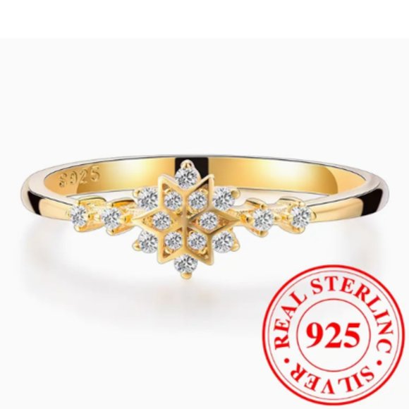 18K Yellow Gold Plated 925 Sterling Silver Ring - Picture 1 of 12